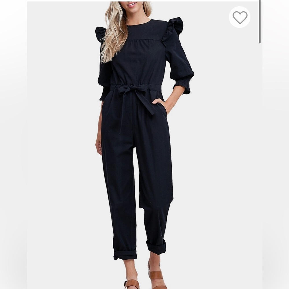 En Saison - Poplin Ruffle Jumpsuit - size small